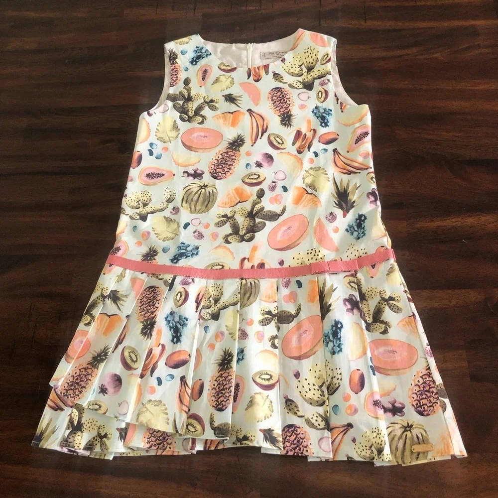 Pili Carrera Spain Pleated Fruit Shift Dress